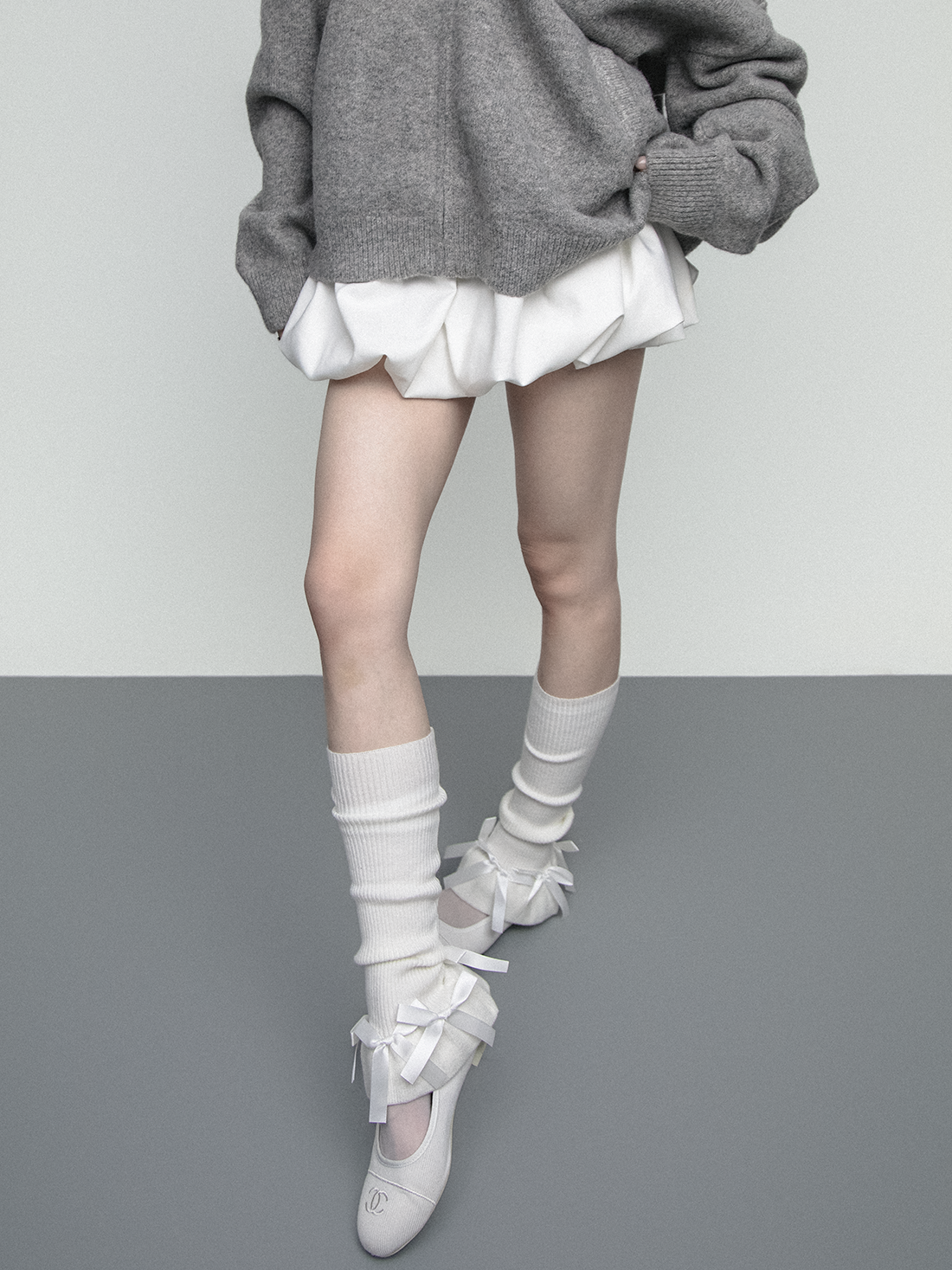 flower bud cute bow horn knitted socks