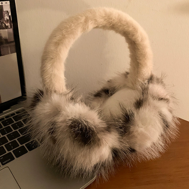 Leopard print plush earmuffs