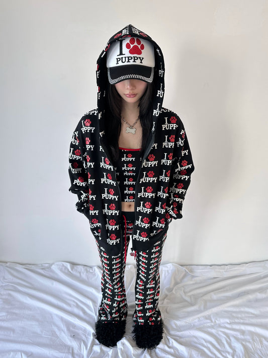 I Love Puppies All-Over Print Hoodie