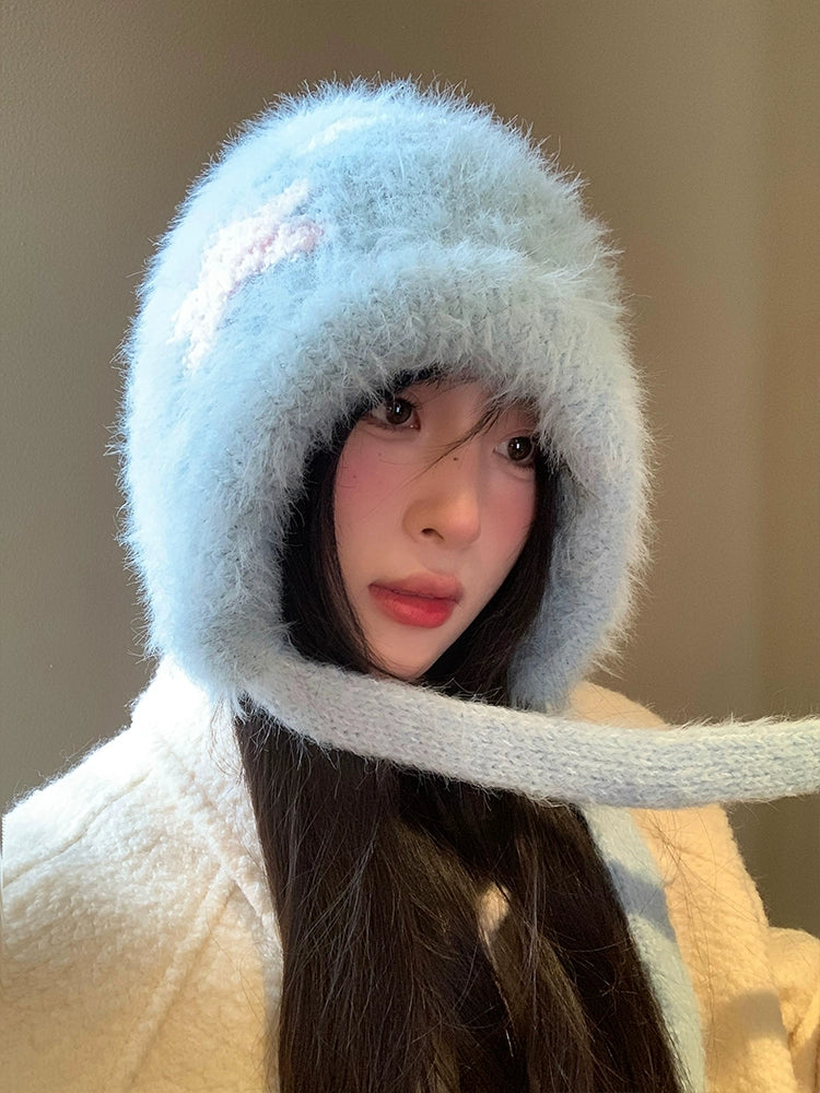 Cute Star Blue Knitted Plush Hat