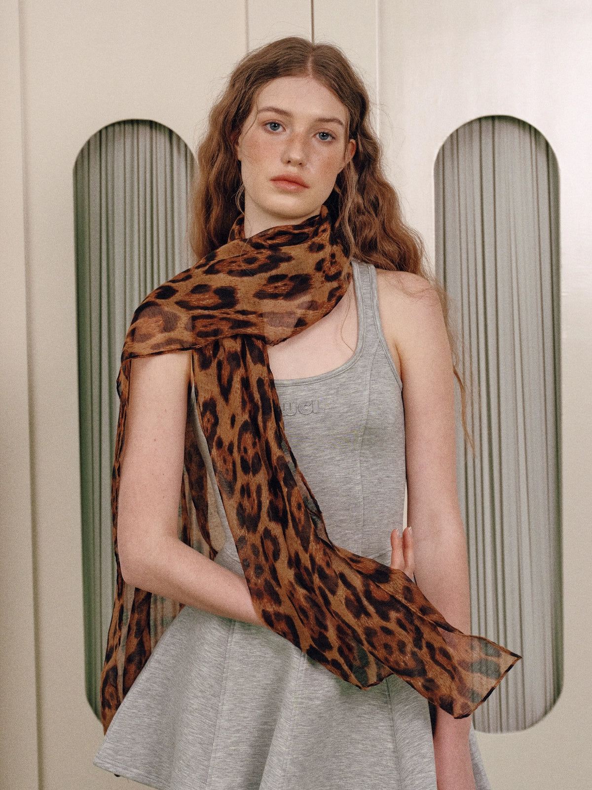 Leopard print large scarf