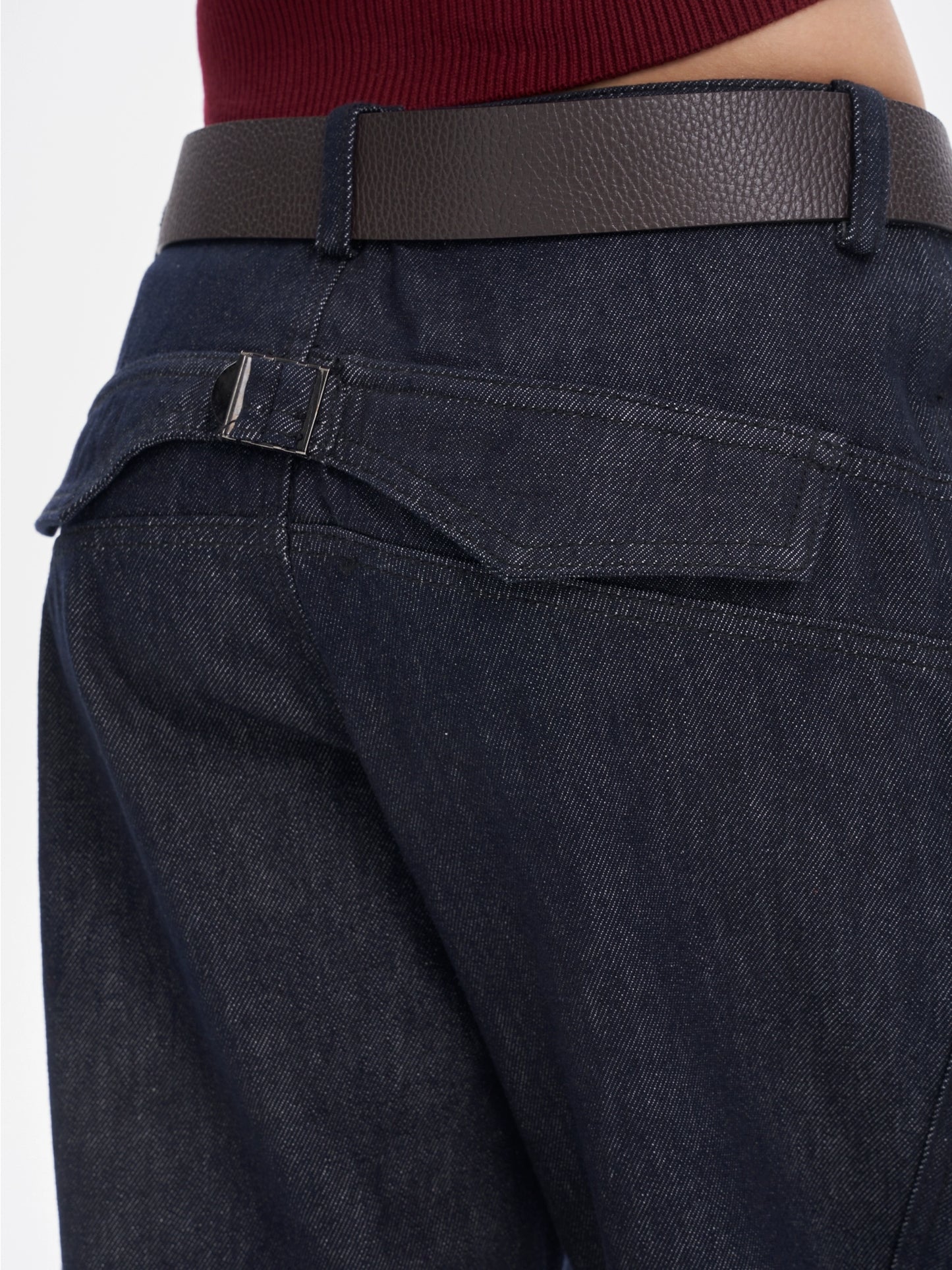 Dark blue denim trousers