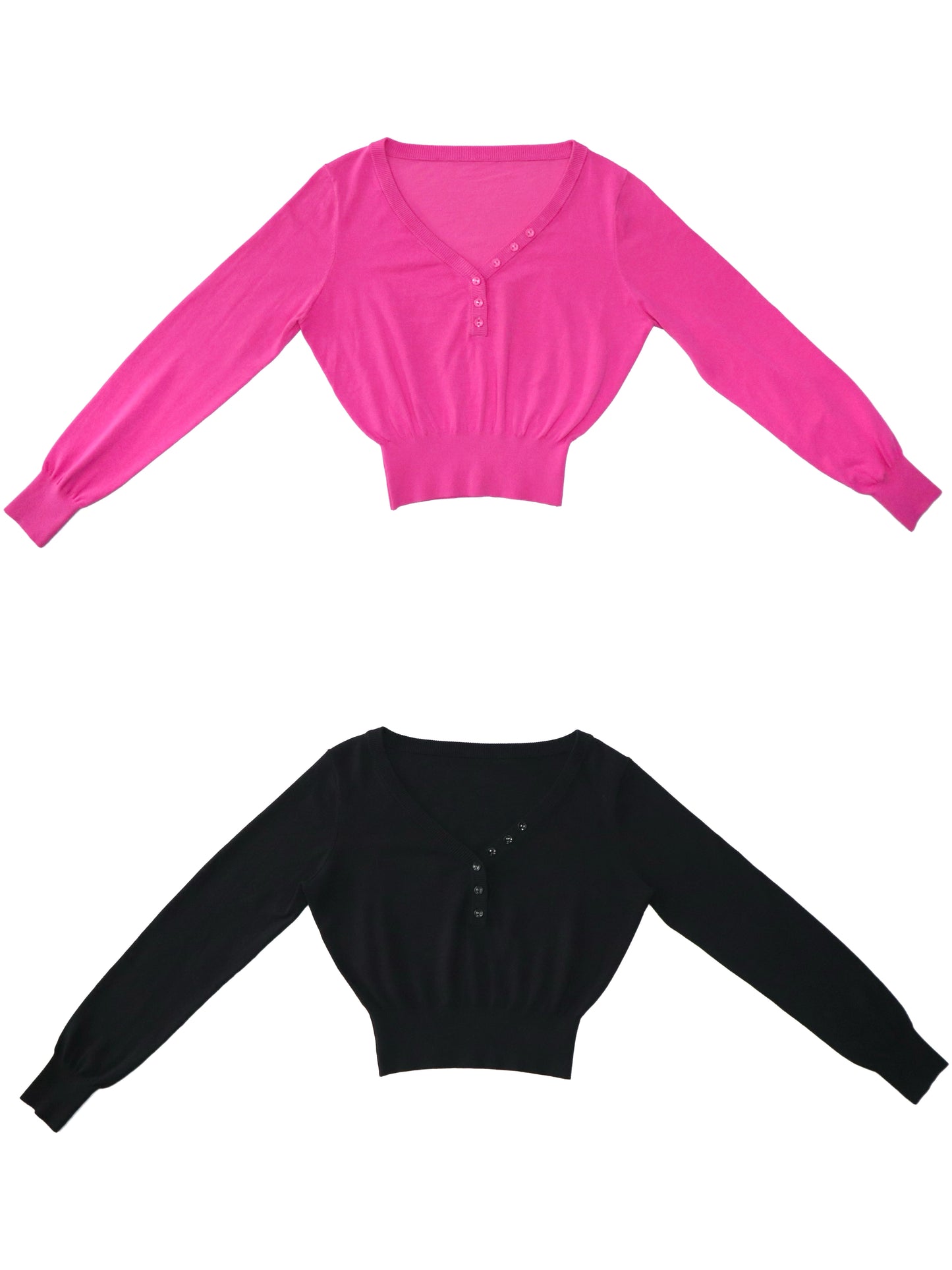 V-neck breasted cropped top