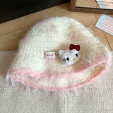 Kitty cat plush knitted fisherman hat