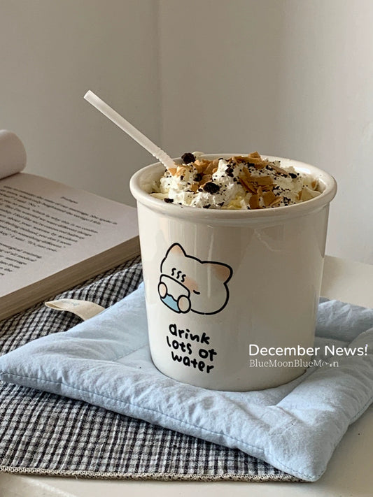 The kitten calls you to drink water "ceramic imitation paper cup coffee cup
