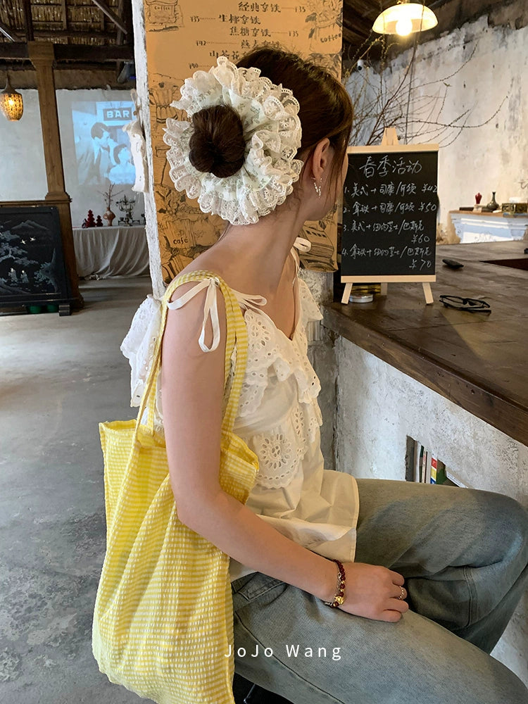 Floral lace multi-layer large intestine headband