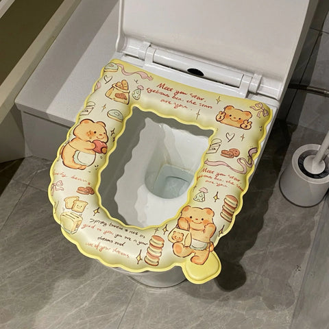 Cartoon cat lace toilet seat cushion