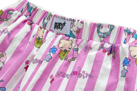 Pink striped cute doll pajama pants