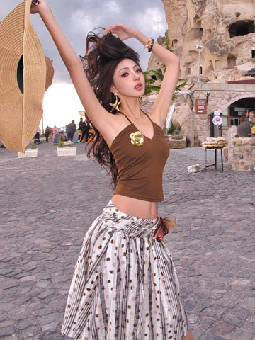 Waterbear retro romantic polka dot blend simple half skirt