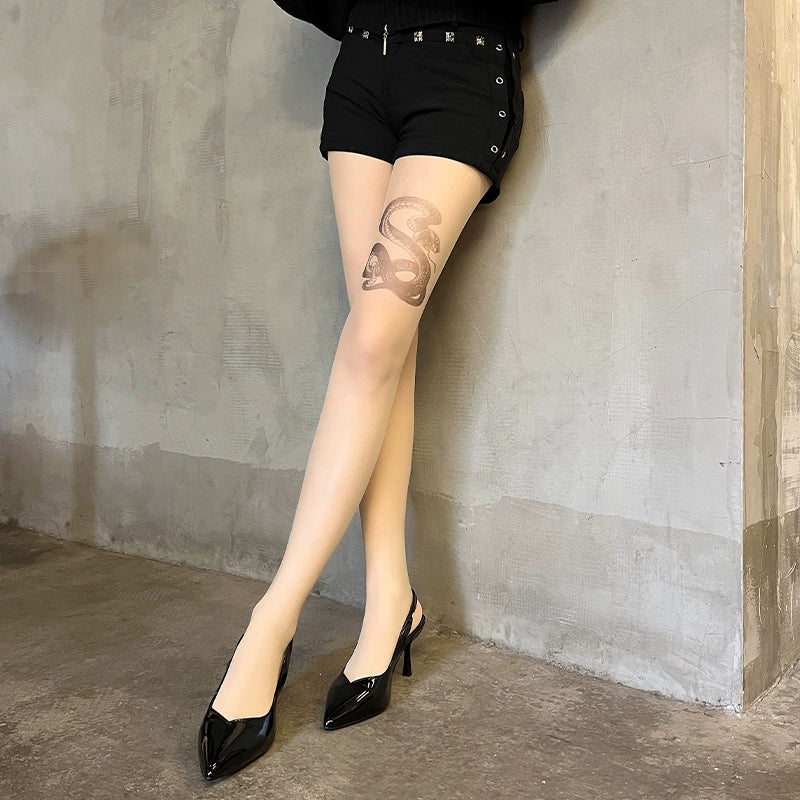 Serpentine Pattern Printed Pantyhose