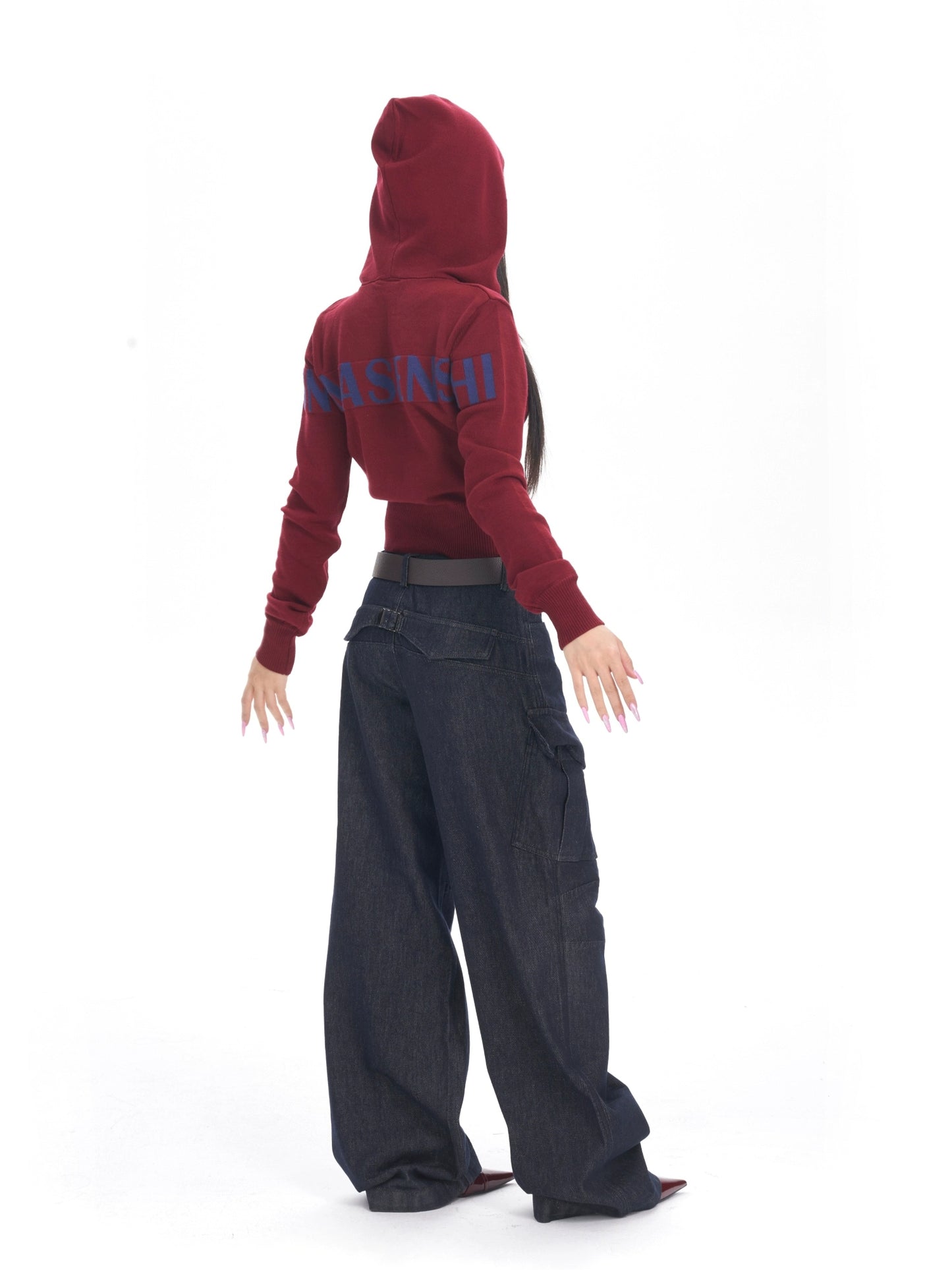 Dark blue denim trousers